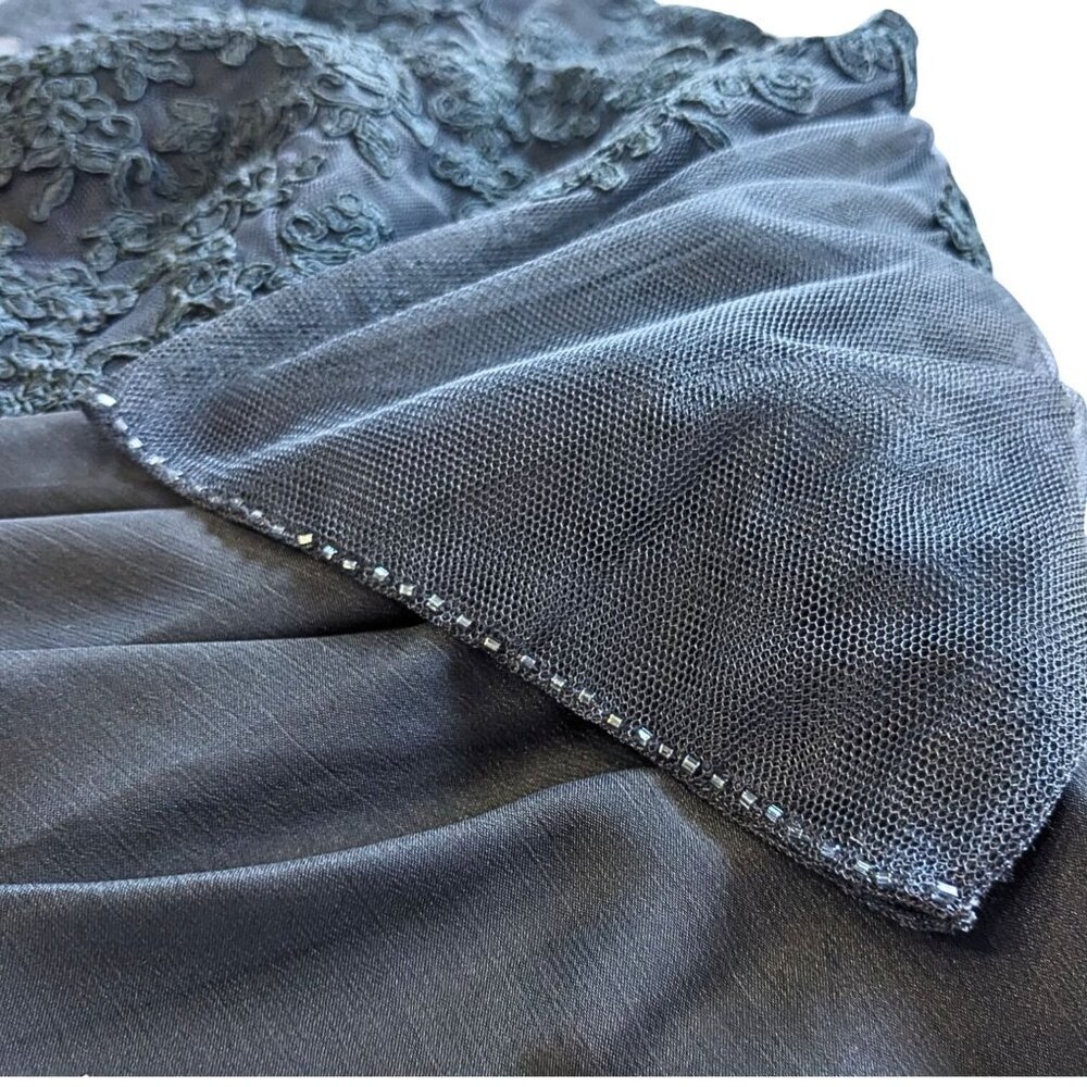 JADE BY JASMINE Iron Gray Alencon Lace Illusion Bodice MOB Gown J165012X Size 18 - Picture 7 of 10